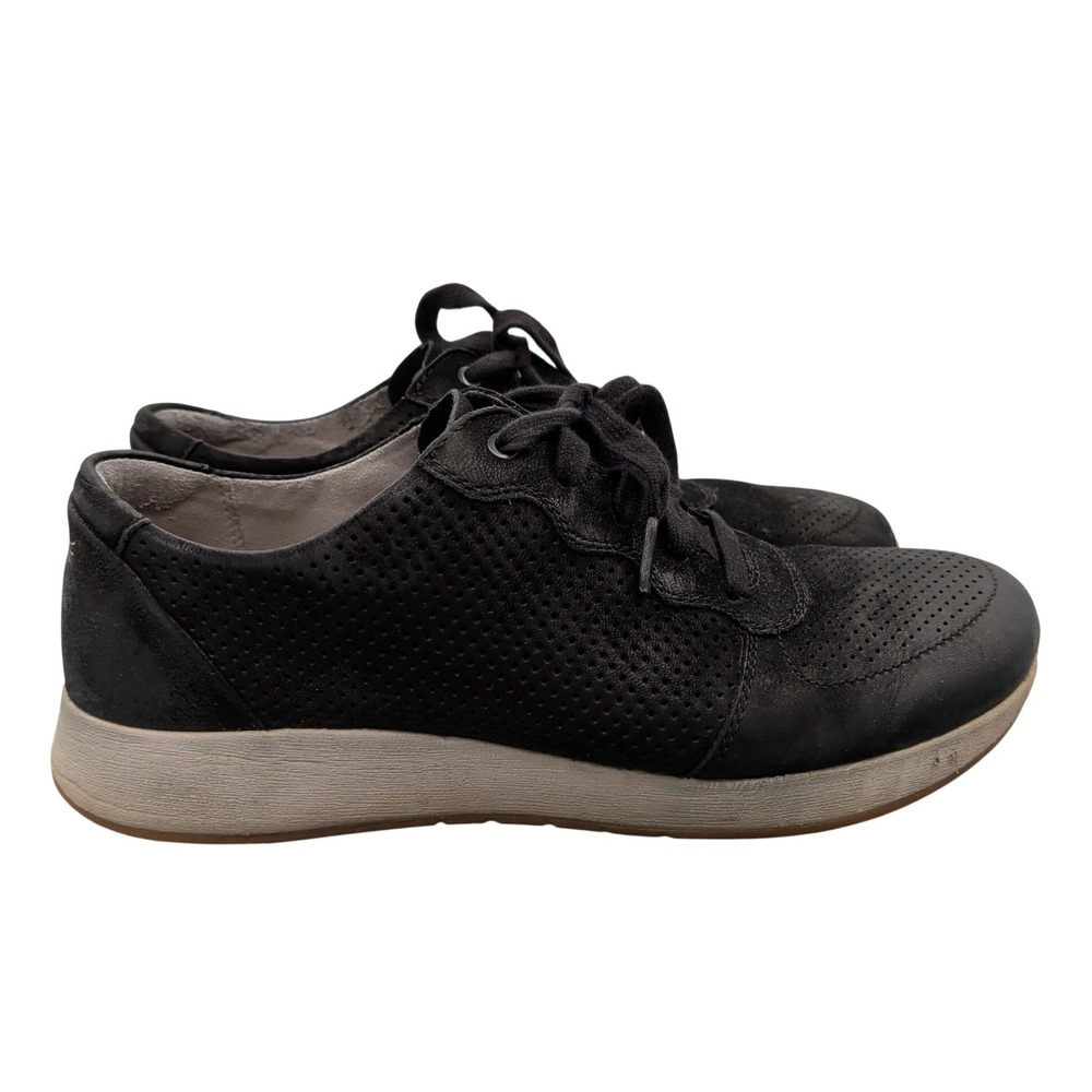 Dansko Christina Black Burnished Nubuck Leather Perforated Sneakers Womens 41